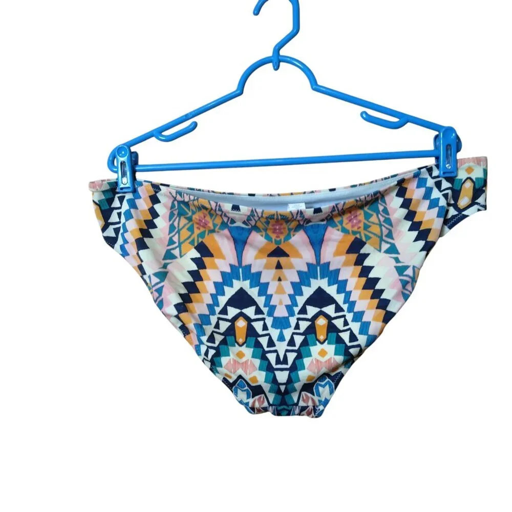Athleta Bikini Bottom Swim Size XL Aztec Southwestern Print Colorful Beach